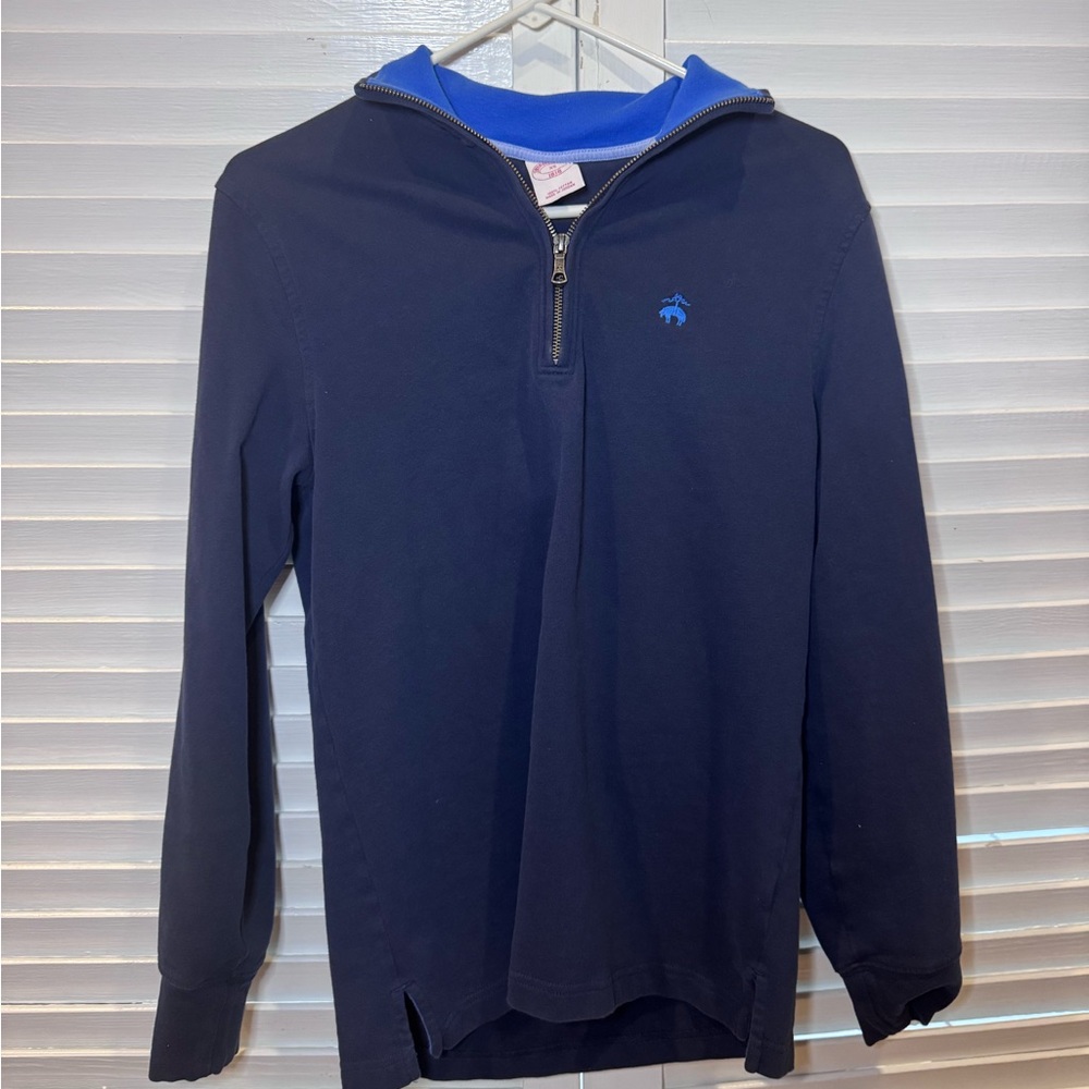 Brooks Brothers 1818 Navy Quarter Zip Sheep Logo Cotton Pullover